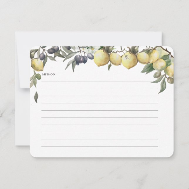 Lemons and Olives Recipe Card (Back)