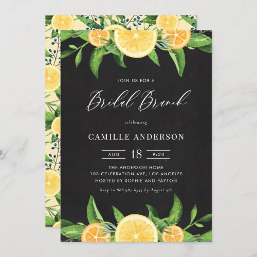 Lemons and Oranges Chalkboard Summer Bridal Brunch Invitation
