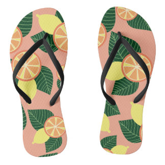 Lemons and oranges flip flops