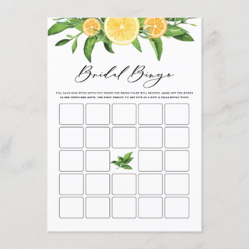 Lemons and Oranges Garland Bridal Shower Bingo Enclosure Card