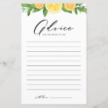 Lemons and Oranges Summer Bridal Shower Advice<br><div class="desc">Give your advice and well wishes for the bride-to-be with this lemon theme advice card. It features watercolor garland of lemons, oranges and greenery with a whimsical script. Personalize by adding texts on the back of the card. This bridal shower advice card is perfect for summer bridal showers and summer...</div>