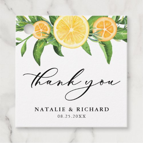Lemons and Oranges Summer Wedding Thank You Favor Tags