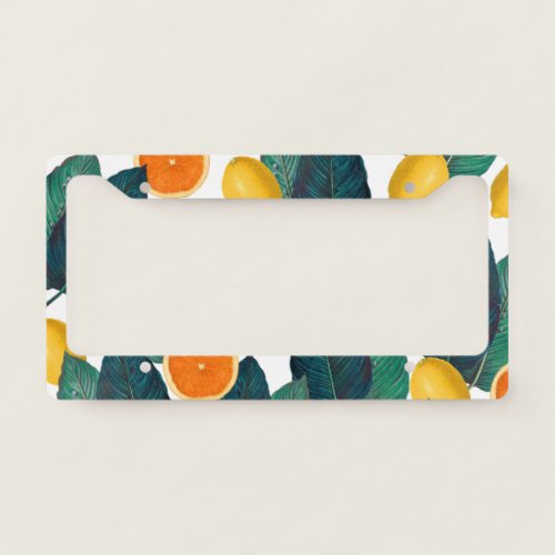 Lemons And Oranges White License Plate Frame