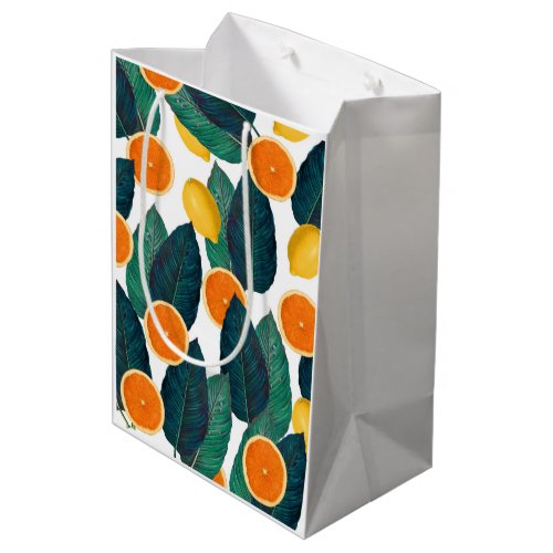 Lemons And Oranges White Medium Gift Bag