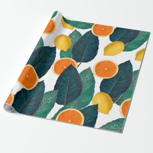 Lemons And Oranges White Wrapping Paper