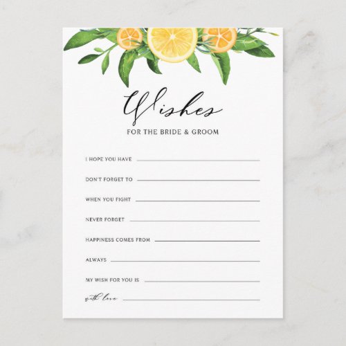 Lemons and Oranges Wishes for the Bride and Groom Invitation Postcard