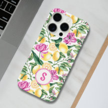 Lemons and Tulips Floral Pattern | Citrus Monogram
