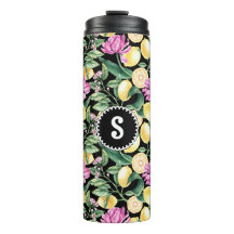 Lemons and Tulips Floral Pattern | Citrus Monogram