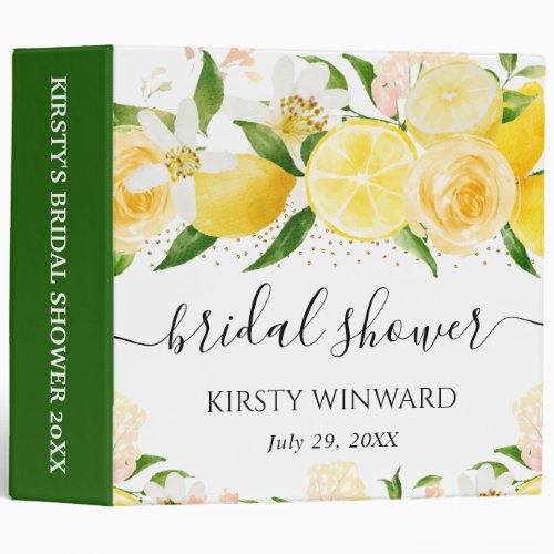 Lemons and White Flowers Bridal Shower Photo Album 3 Ring Binder