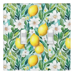 Lemons and White Flowers - French Country Decor Light Switch Cover