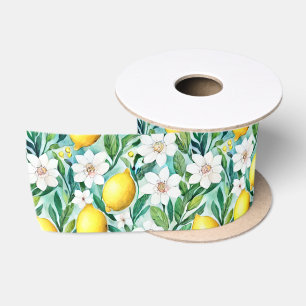Lemons and White Flowers - French Country Decor Satin Ribbon