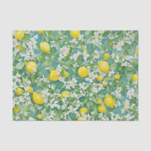 Lemons and White Flowers Tissue Paper