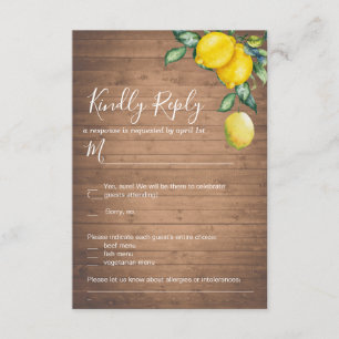 Lemons and Wood Wedding RSVP Card