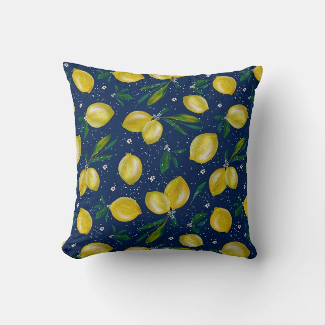 Lemons & Argyle, Reversible Throw Pillow (Front)