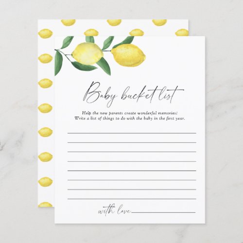 Lemons _ Baby bucket list game