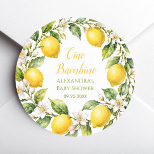 Lemons Baby Shower Ciao Bambino Italian Theme Classic Round Sticker