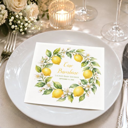 Lemons Baby Shower Ciao Bambino Italian Theme Napkins