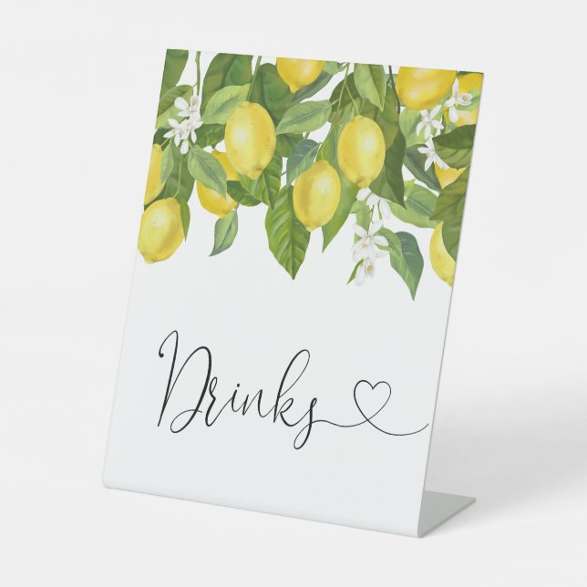 Lemons Baby Shower Drinks  Pedestal Sign (Front)