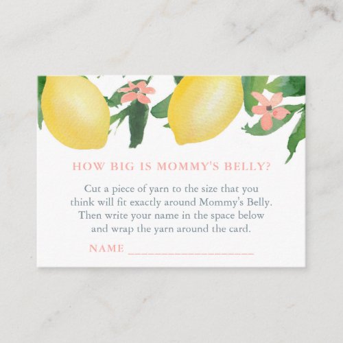 Lemons Baby Shower Game Card How Big Is Baby Bump