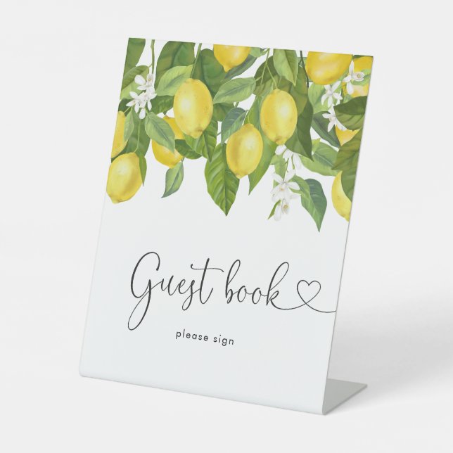 Lemons Baby Shower Guest Book Pedestal Sign (Front)
