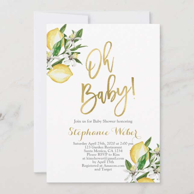 Lemons Baby shower Invitation (Front)