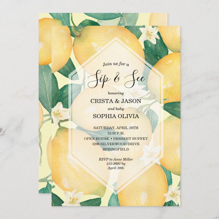 Lemons Baby Shower Invitations | Zazzle