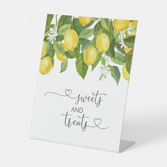 Lemons Baby ShowerSweets And Treats  Pedestal Sign (Front)