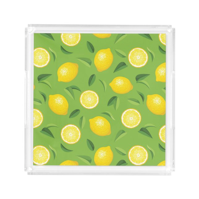 Lemons Background Pattern Acrylic Tray (Front)