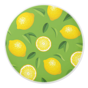 Lemons Background Pattern Ceramic Knob