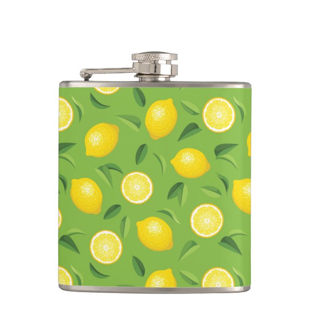 Lemons Background Pattern Flask (Front)