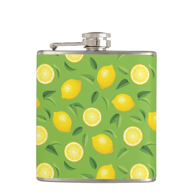 Lemons Background Pattern Flask (Front)