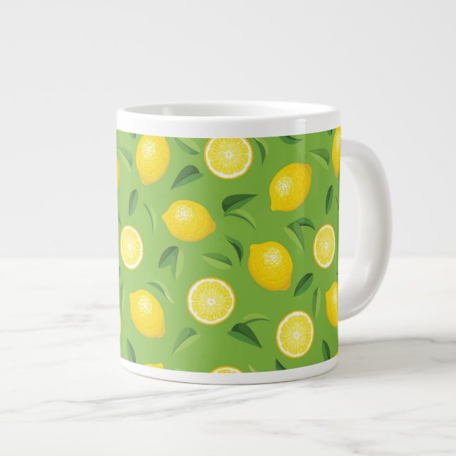 Lemons Background Pattern Giant Coffee Mug (Front Right)