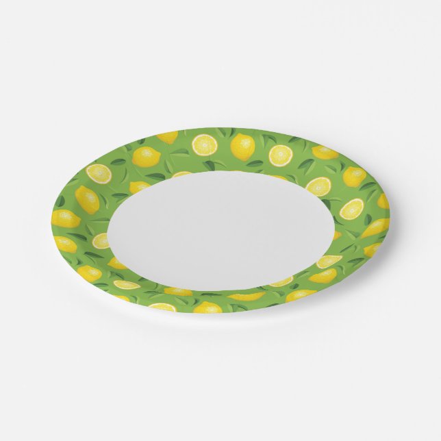 Lemons Background Pattern Paper Plates (Angled)