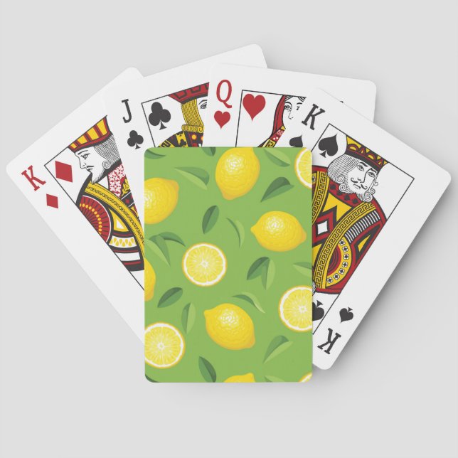 Lemons Background Pattern Poker Cards (Back)