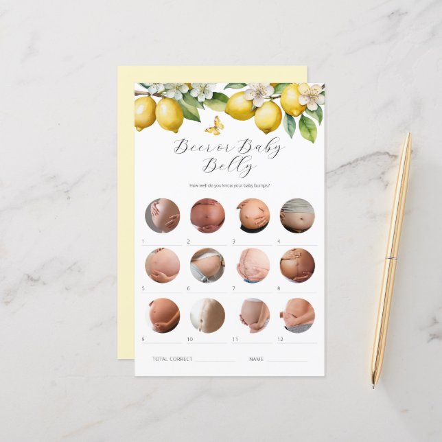 Lemons Beer or Baby Belly Baby Shower Game  (Front/Back In Situ)