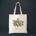 Lemons | Black Olives Bouquet Bridesmaid Tote Bag<br><div class="desc">Italian Mediterranean lemons and black olives bouquet Bridal bridesmaid or other member of the wedding party monogram / name design with shades of dusky teal,  off black and lemon yellow.   Composite design by Holiday Hearts Designs.</div>