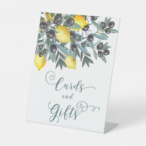 Lemons Black Olives Bridal Shower Cards and Gifts Pedestal Sign