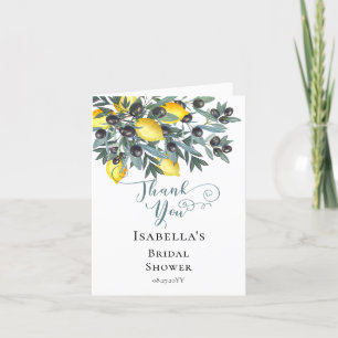 Lemons   Black Olives Tropical Bridal Shower  Thank You Card