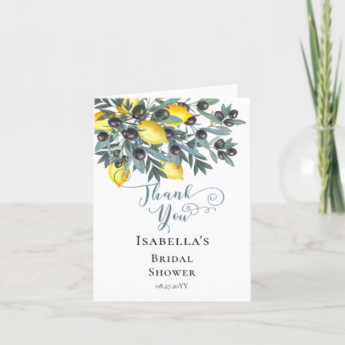 Lemons  Black Olives Tropical Bridal Shower  Thank You Card