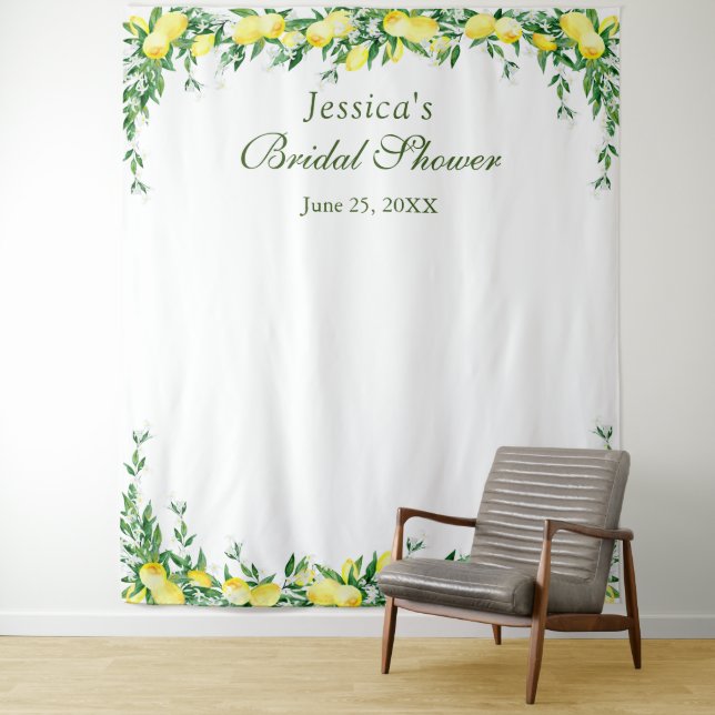 Lemons Blossom Bridal Shower Photo Booth Backdrop (In Situ)