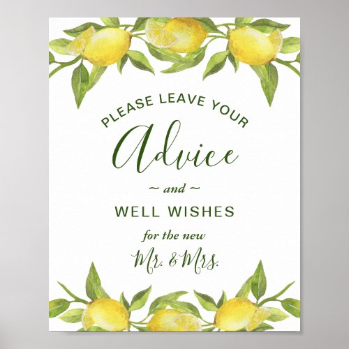 Lemons Blossom Chic Advice and Well Wishes Sign