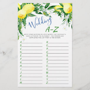 Lemons Blossom Double-Sided Bridal Shower Game