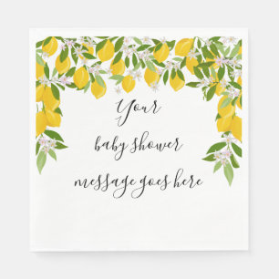 Lemons Blossom Greenery Baby Shower Message Napkins