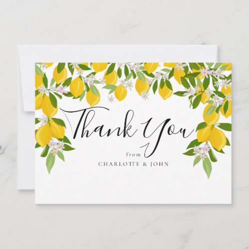 Lemons Blossom Greenery Baby Shower Thank You Card