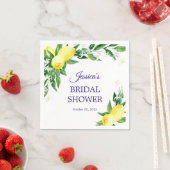 Lemons Blossom Greenery Bridal Shower Paper Napkins (Insitu)