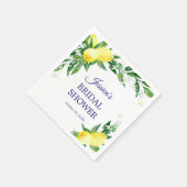 Lemons Blossom Greenery Bridal Shower Paper Napkins (Corner)