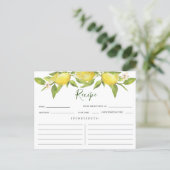 Lemons Blossom Greenery Bridal Shower Recipe Card (Standing Front)