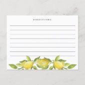 Lemons Blossom Greenery Bridal Shower Recipe Card (Back)