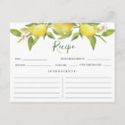 Lemons Blossom Greenery Bridal Shower Recipe Card