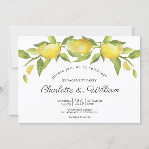 Lemons Blossom Greenery ENGAGEMENT PARTY Invitation